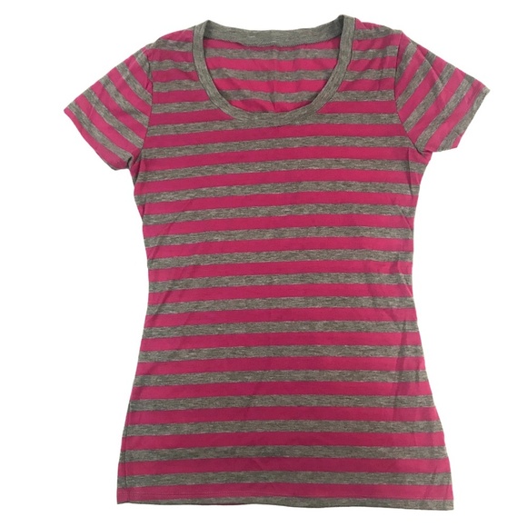 🌺 Pink & Gray Striped T-Shirt - Picture 4 of 4